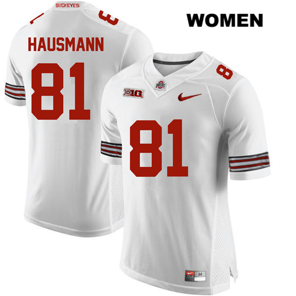 Ohio State Buckeyes Women's Jake Hausmann #81 White Authentic Nike College NCAA Stitched Football Jersey DA19Y18HS